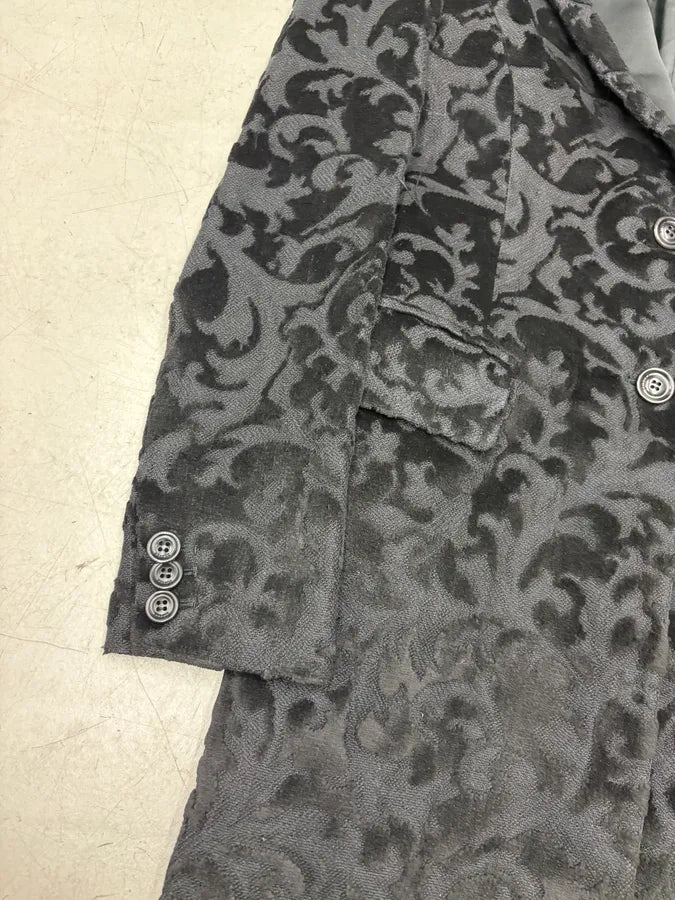 2000s Versace Black Royal Velvet Long Coat CjIIbnP 7