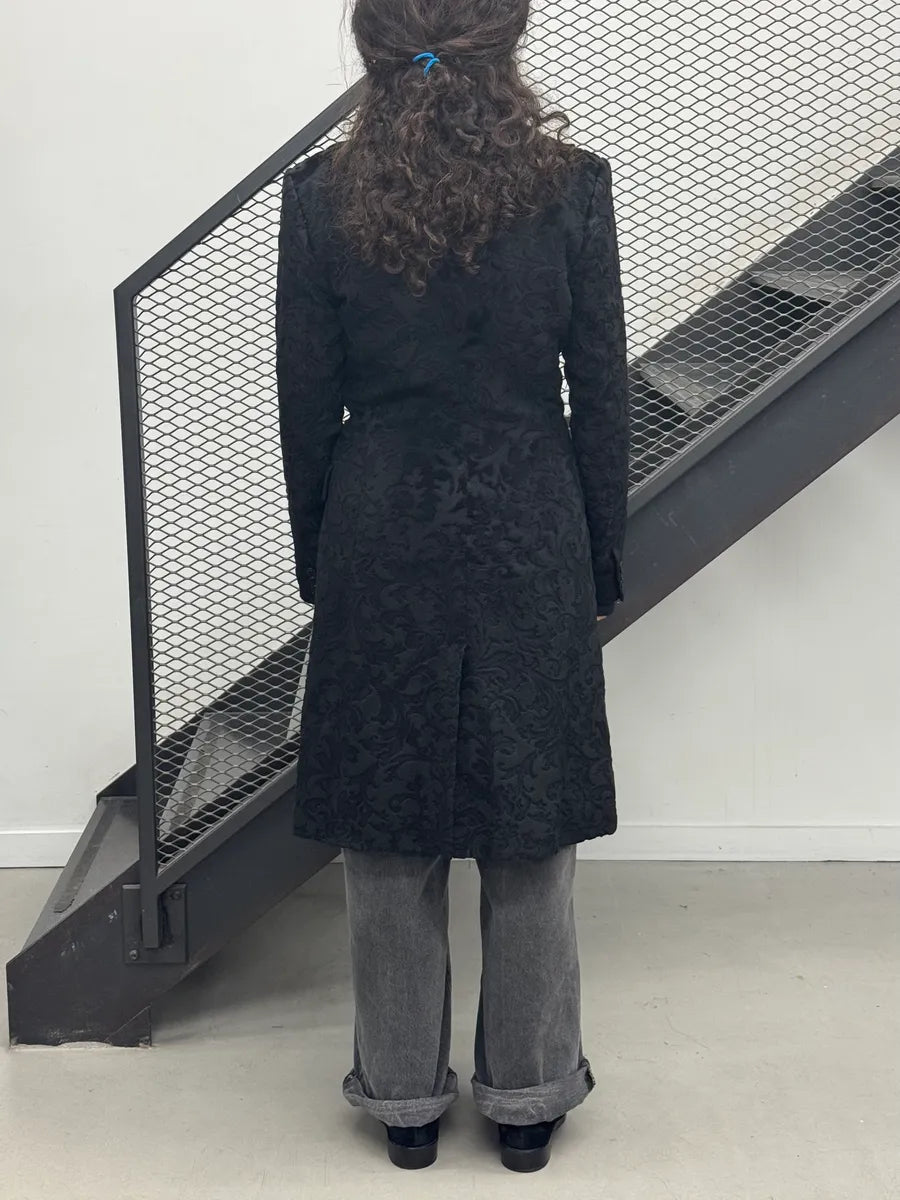 2000s Versace Black Royal Velvet Long Coat CjIIbnP 2