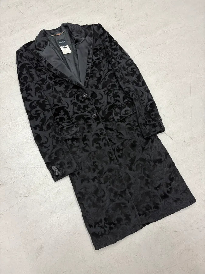 2000s Versace Black Royal Velvet Long Coat CjIIbnP 3