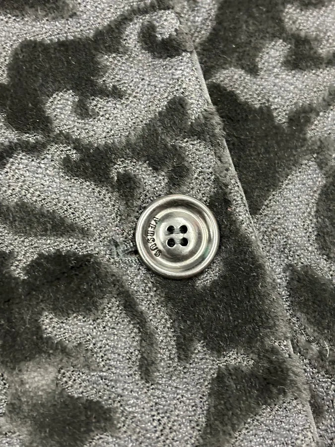 2000s Versace Black Royal Velvet Long Coat CjIIbnP 9