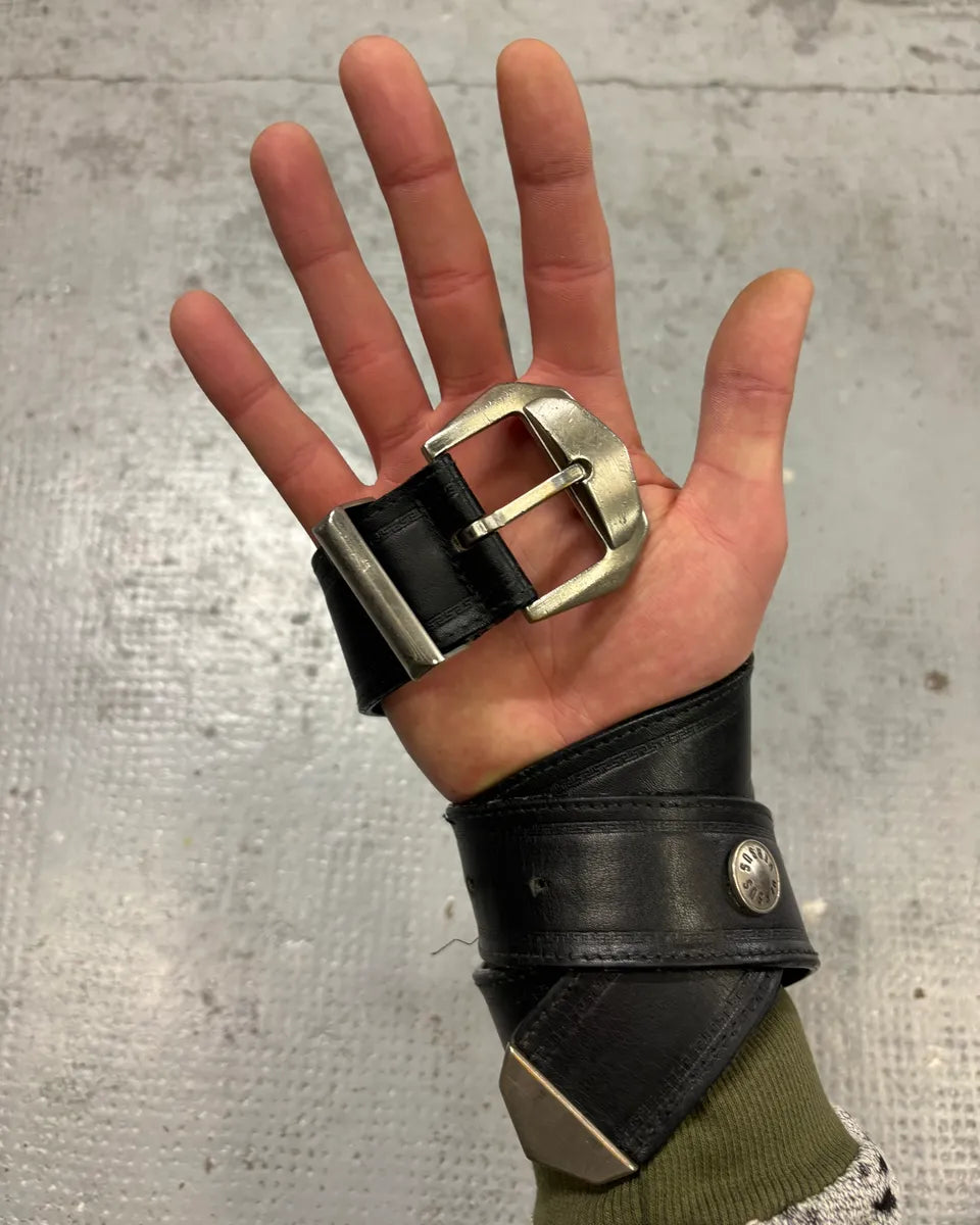 2000s Versace Black Studded Leather Belt qicUBHj 0