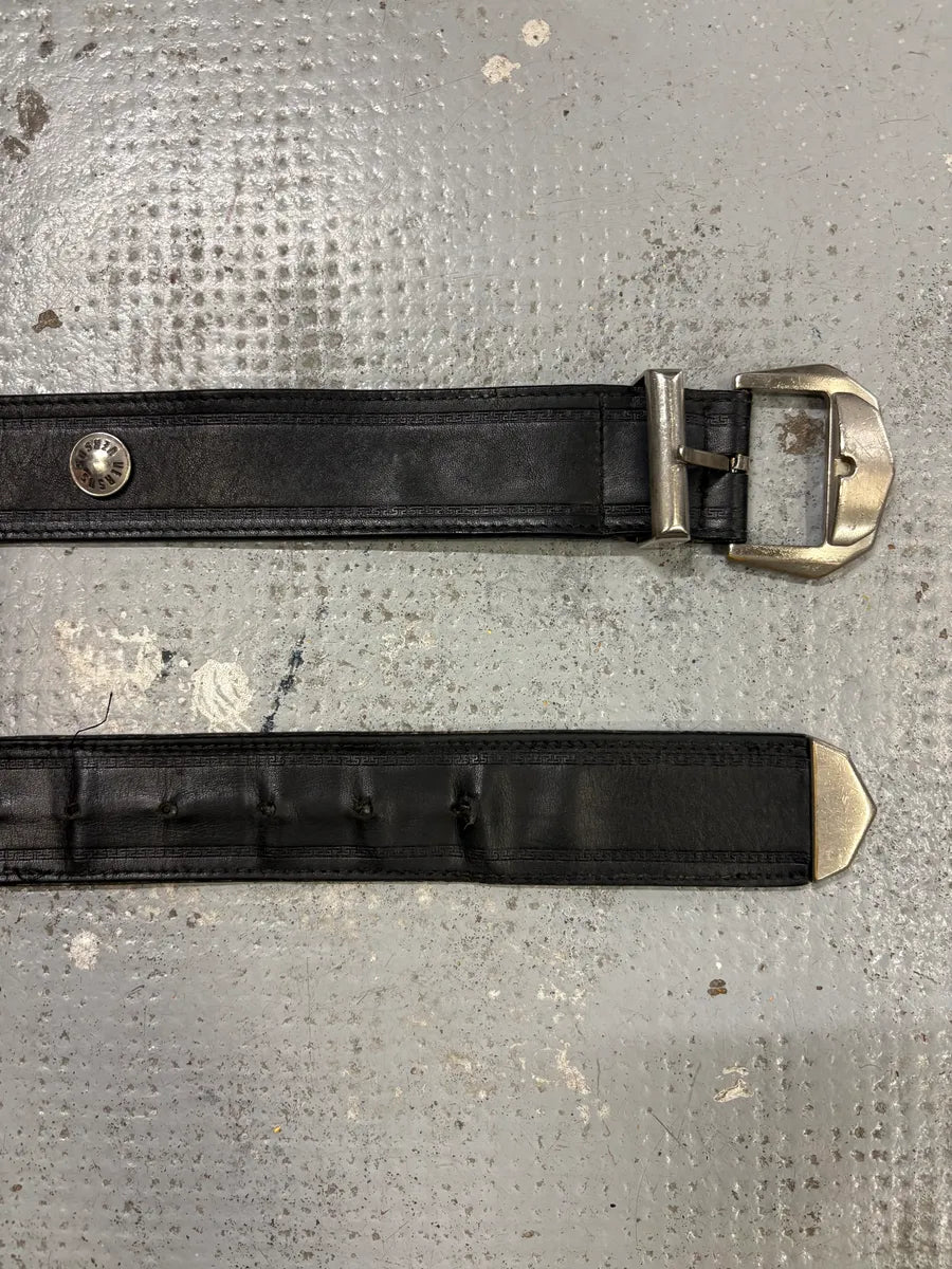 2000s Versace Black Studded Leather Belt qicUBHj 3
