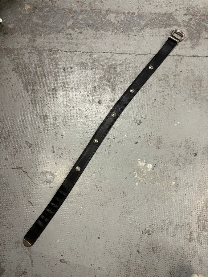 2000s Versace Black Studded Leather Belt qicUBHj 7