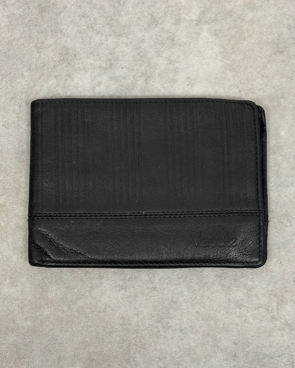 2000s Versace Black Textured Leather Wallet UCbNwgW 0