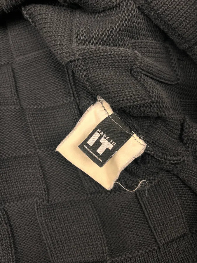 2000s Versace Black Waffled Textured Polo KaaOvhE 8