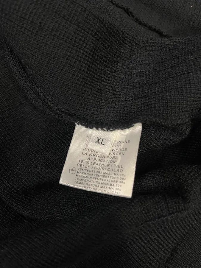 2000s Versace Black Wool & Leather Hybrid Jacket JHmEPUf 9