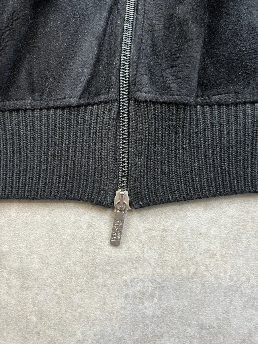 2000s Versace Black Wool Ribbed Zip-up Cardigan kuhjKdD 5