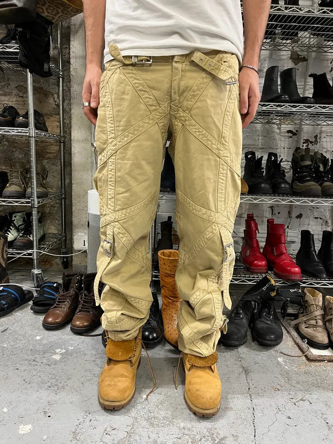 2000s Versace Bondage Beige Cargo Pants xdPEWqe 1