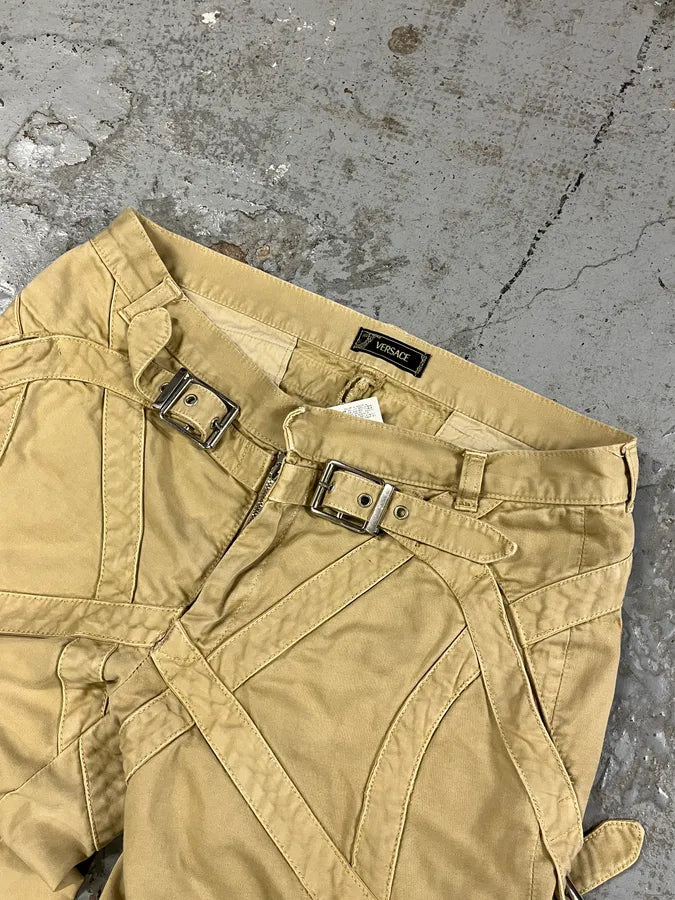 2000s Versace Bondage Beige Cargo Pants xdPEWqe 5