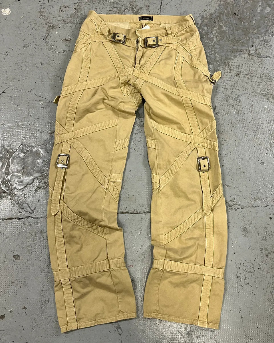 2000s Versace Bondage Beige Cargo Pants xdPEWqe 0