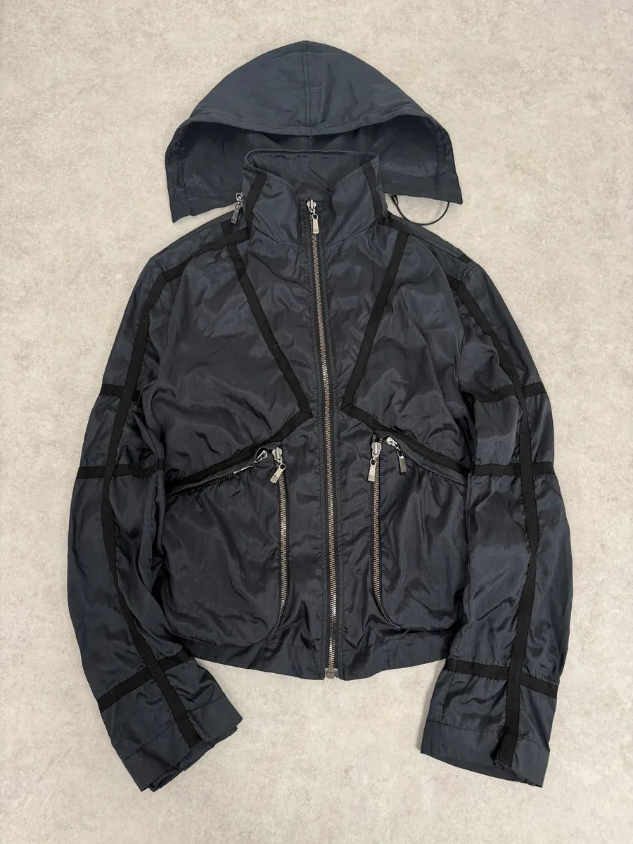 2000s Versace Bondage Black Hooded Jacket PmKHVeM 0