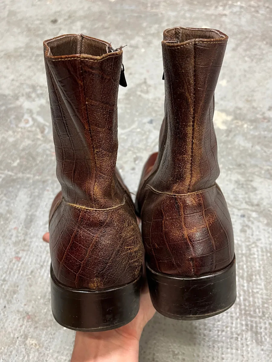 2000s Versace Bordeaux Crocodile Boots (43eu/us9.5) UCUYCwO 2