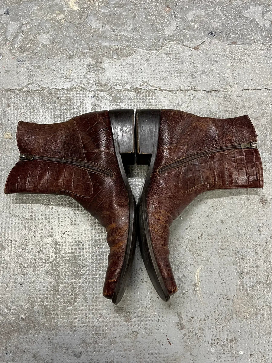2000s Versace Bordeaux Crocodile Boots (43eu/us9.5) UCUYCwO 4
