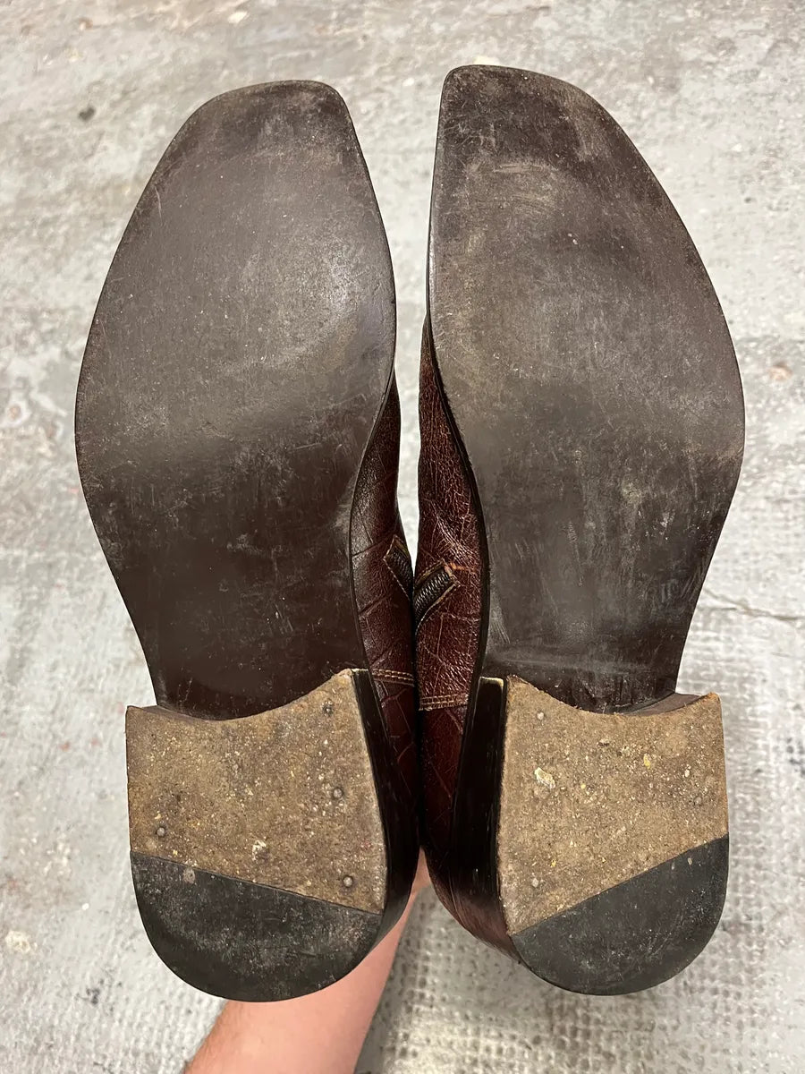 2000s Versace Bordeaux Crocodile Boots (43eu/us9.5) UCUYCwO 6