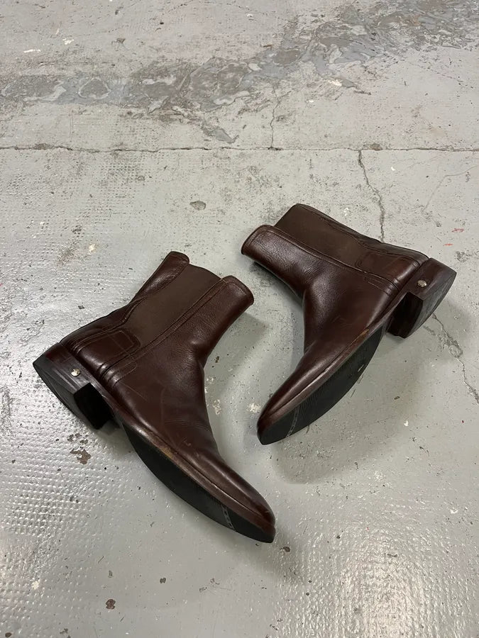 2000s Versace Brown Leather Boots vTuDxHE 1