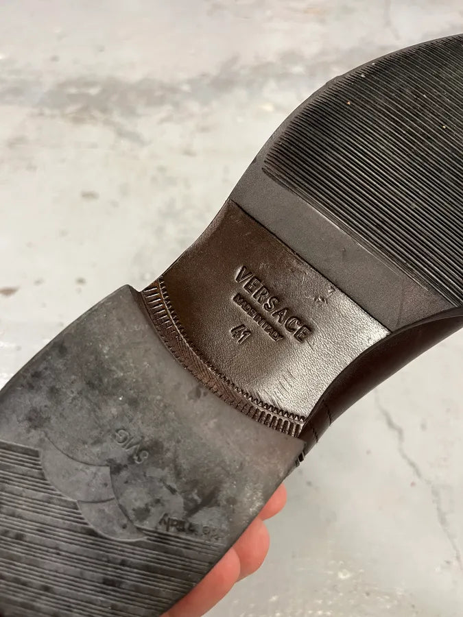 2000s Versace Brown Leather Boots vTuDxHE 7