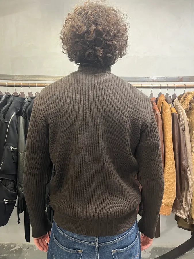 2000s Versace Brown Pony Hair Hybrid Zip-Up Sweater (L) pEGRZdT 2