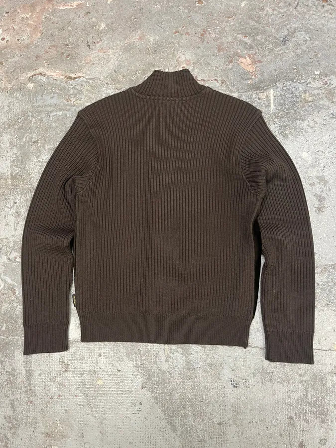 2000s Versace Brown Pony Hair Hybrid Zip-Up Sweater (L) pEGRZdT 5