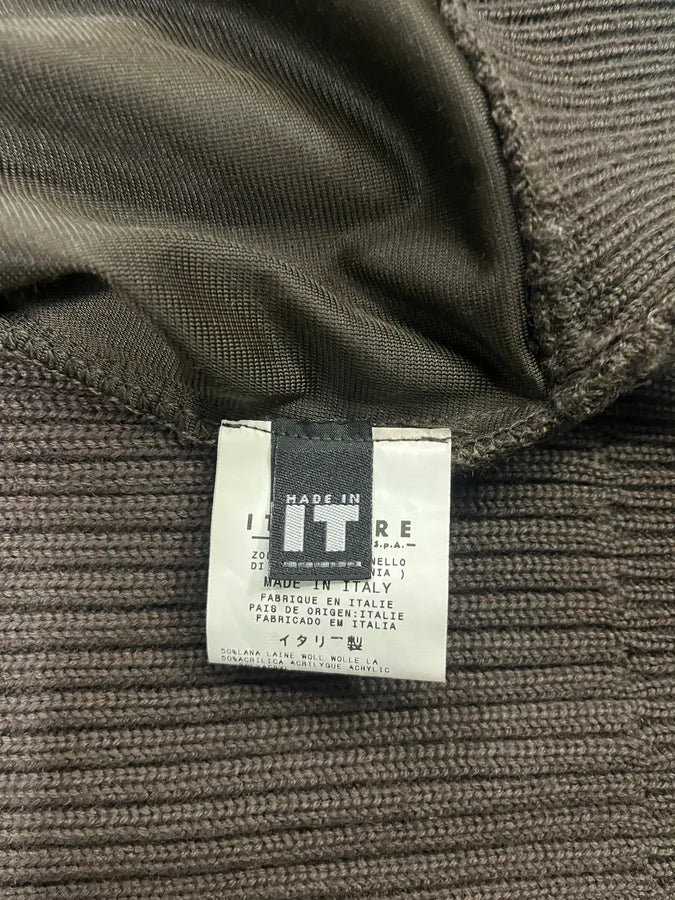 2000s Versace Brown Pony Hair Hybrid Zip-Up Sweater (L) pEGRZdT 9