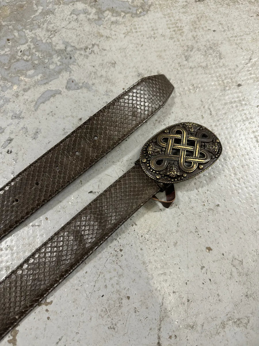2000s Versace Brown Signature Python Leather Belt (OS) MJVzDUx 3