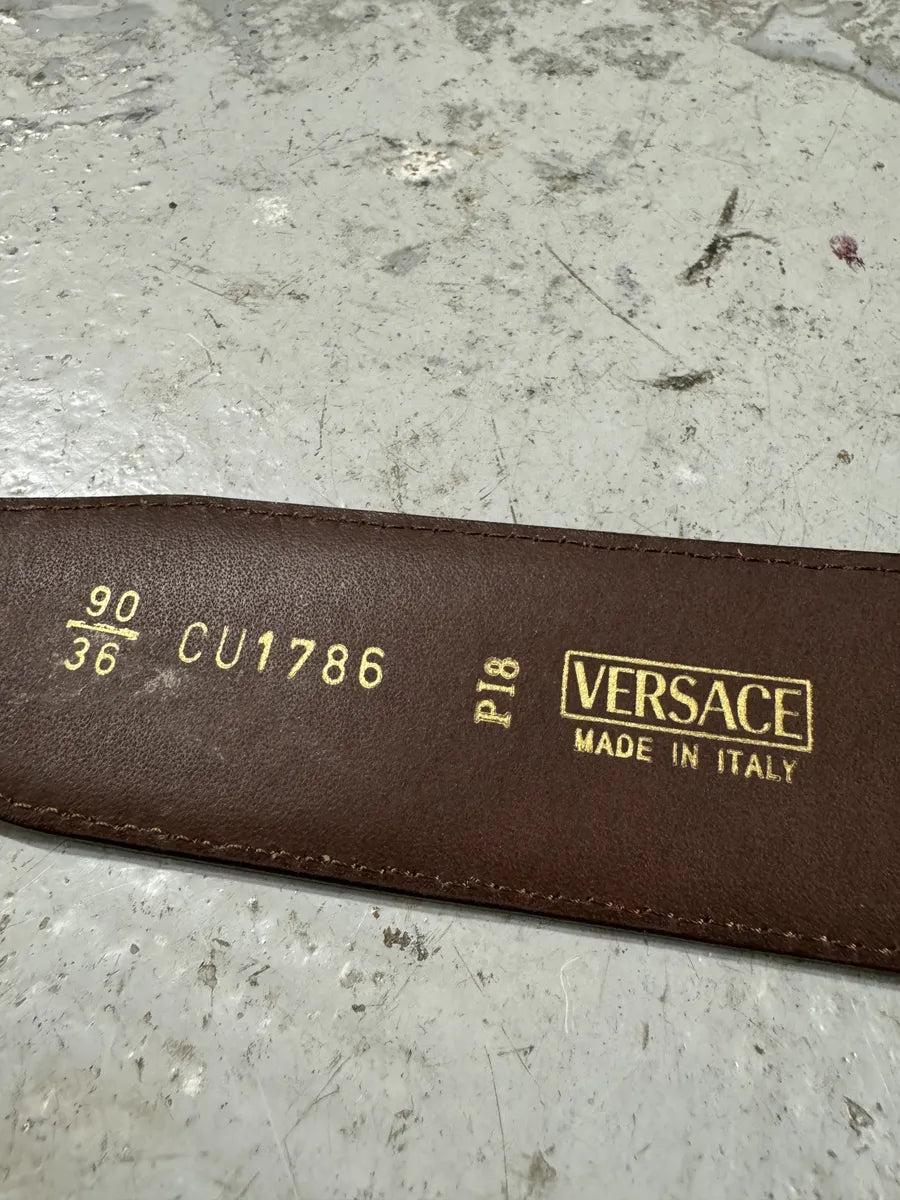 2000s Versace Brown Signature Python Leather Belt (OS) MJVzDUx 4