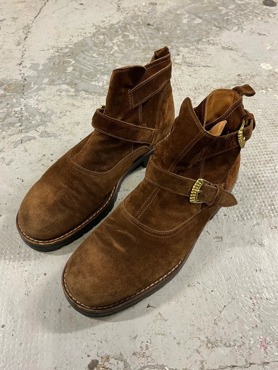 2000s Versace Brown Suede Leather Boots iadVjcq 3