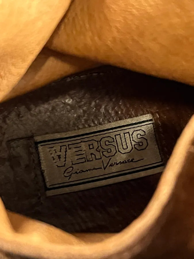2000s Versace Brown Suede Leather Boots iadVjcq 9