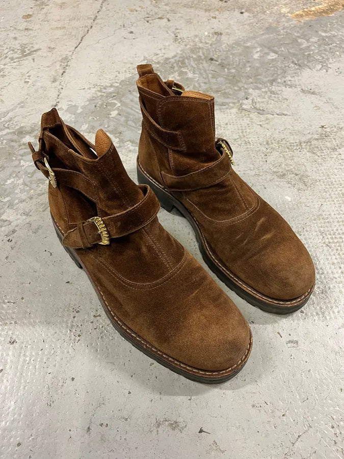 2000s Versace Brown Suede Leather Boots iadVjcq 5