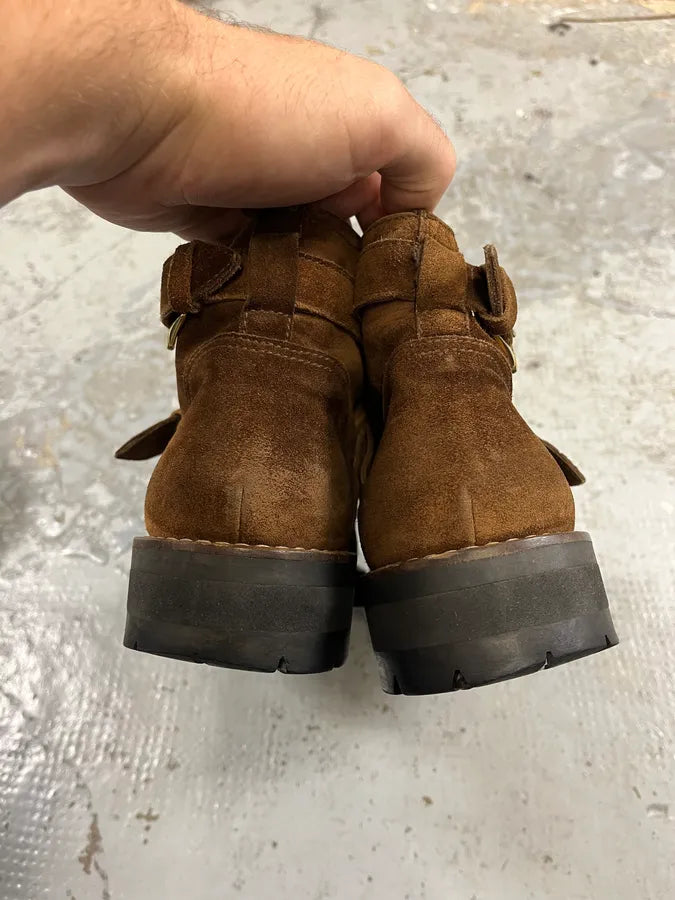 2000s Versace Brown Suede Leather Boots iadVjcq 6