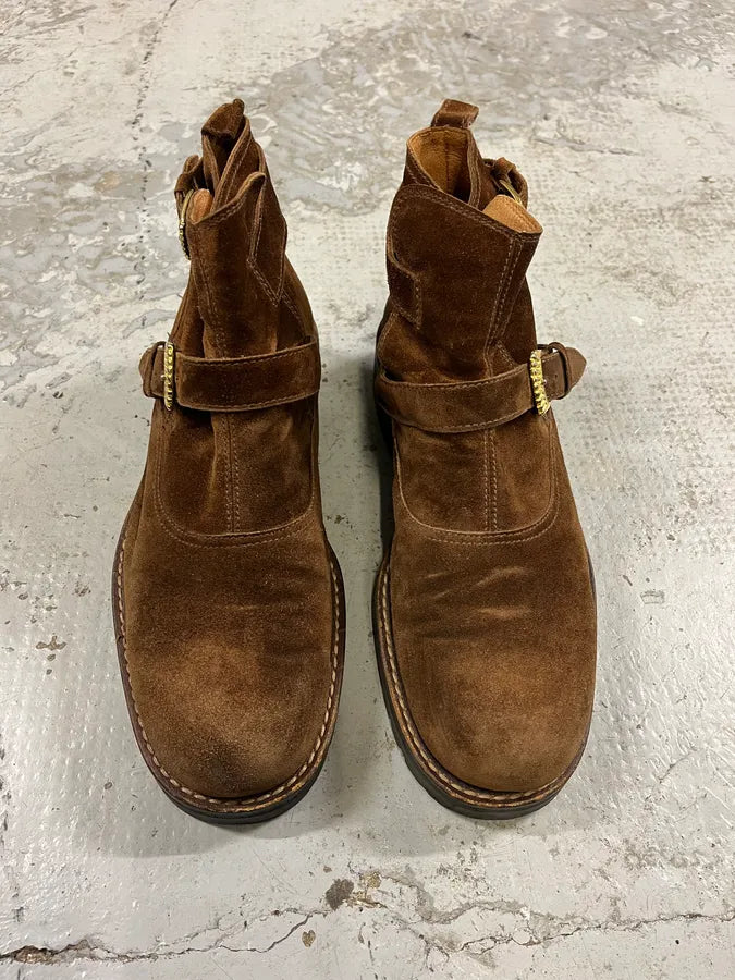 2000s Versace Brown Suede Leather Boots iadVjcq 1
