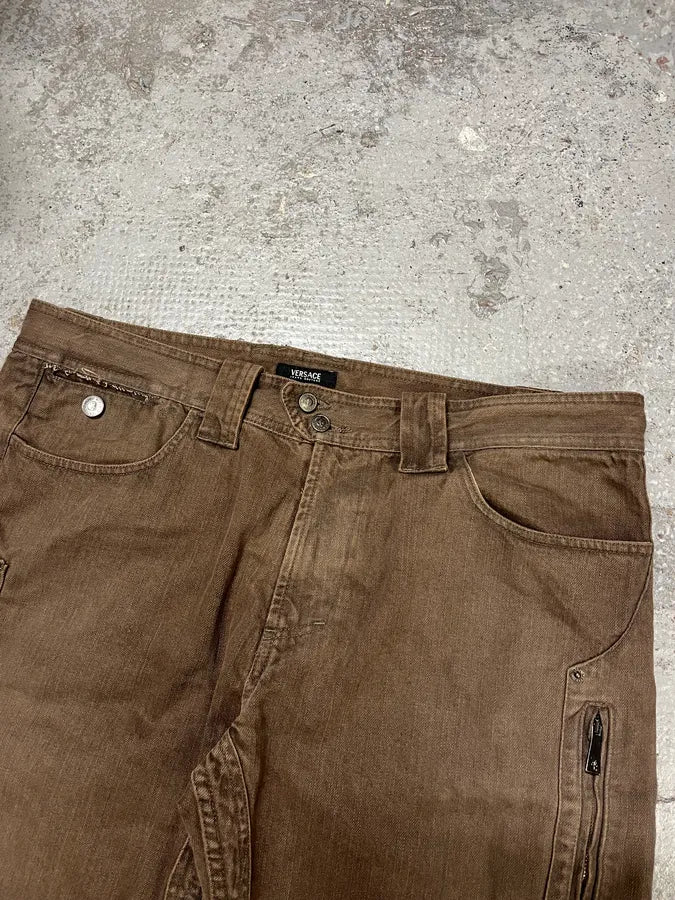2000s Versace Brown Utility Cargo Large Pants (L/XL) iVBTVMm 4