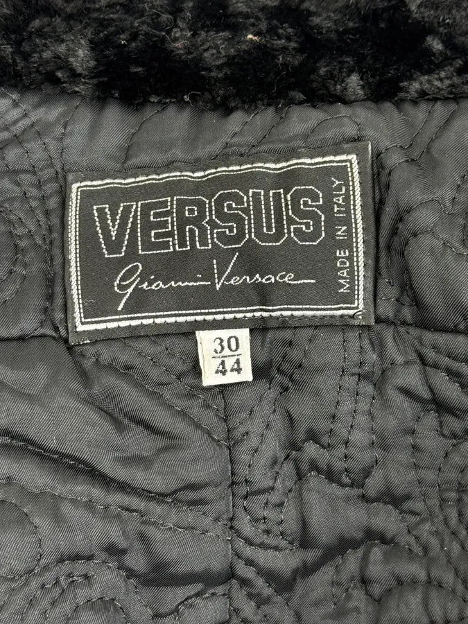2000s Versace Buttoned Hybrid Denim & Leather Jacket KoCwjnl 10