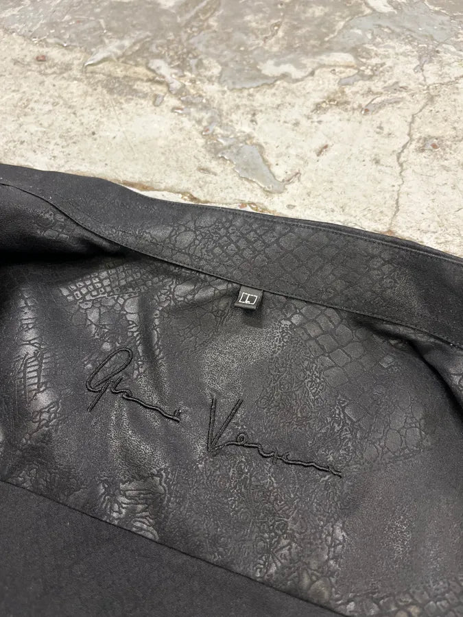 2000s Versace Crocodile Effect Black Shirt wiwZpvU 10