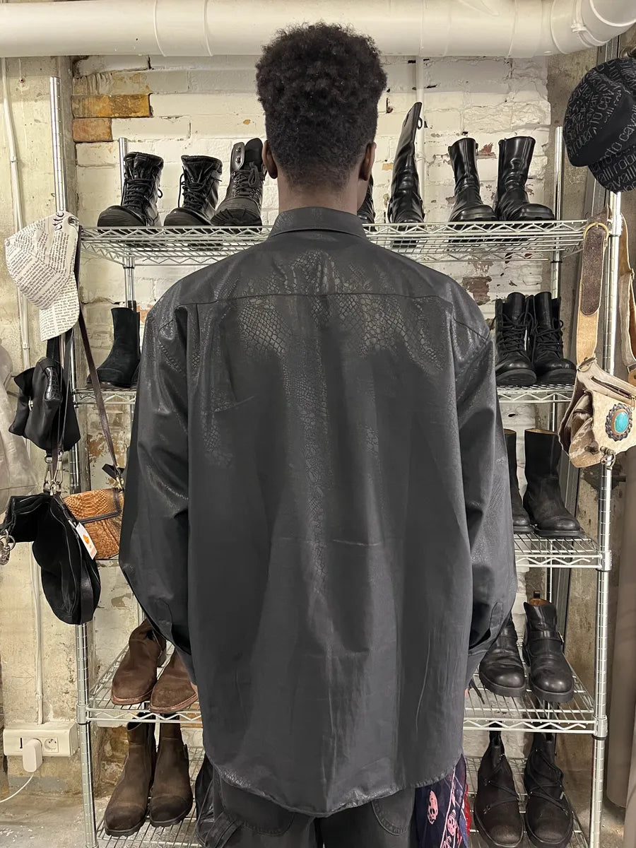 2000s Versace Crocodile Effect Black Shirt wiwZpvU 2