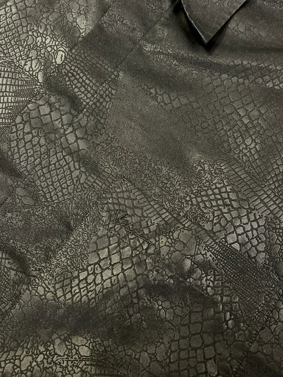 2000s Versace Crocodile Effect Black Shirt wiwZpvU 3