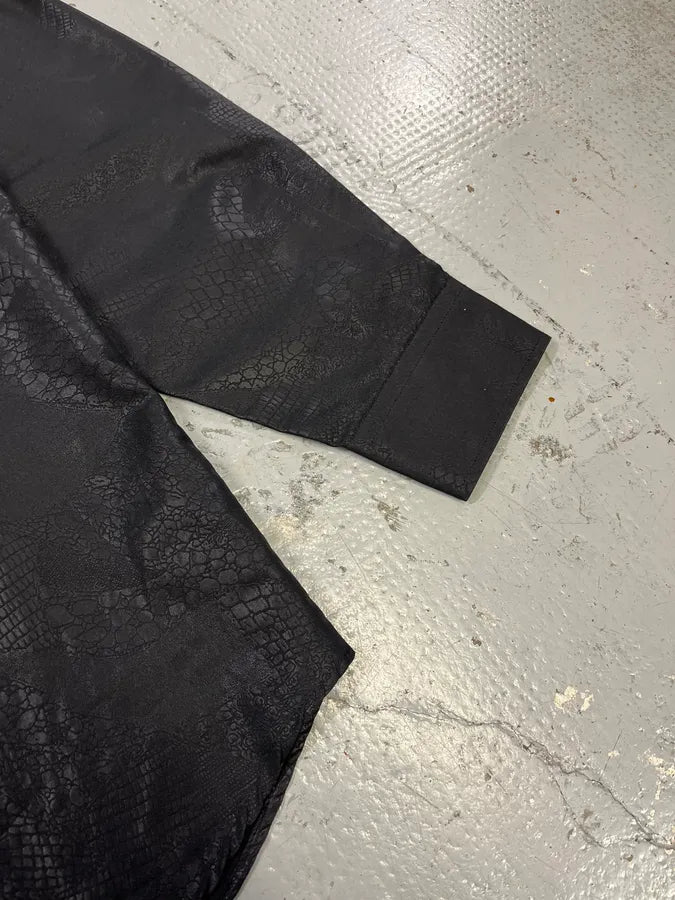 2000s Versace Crocodile Effect Black Shirt wiwZpvU 6