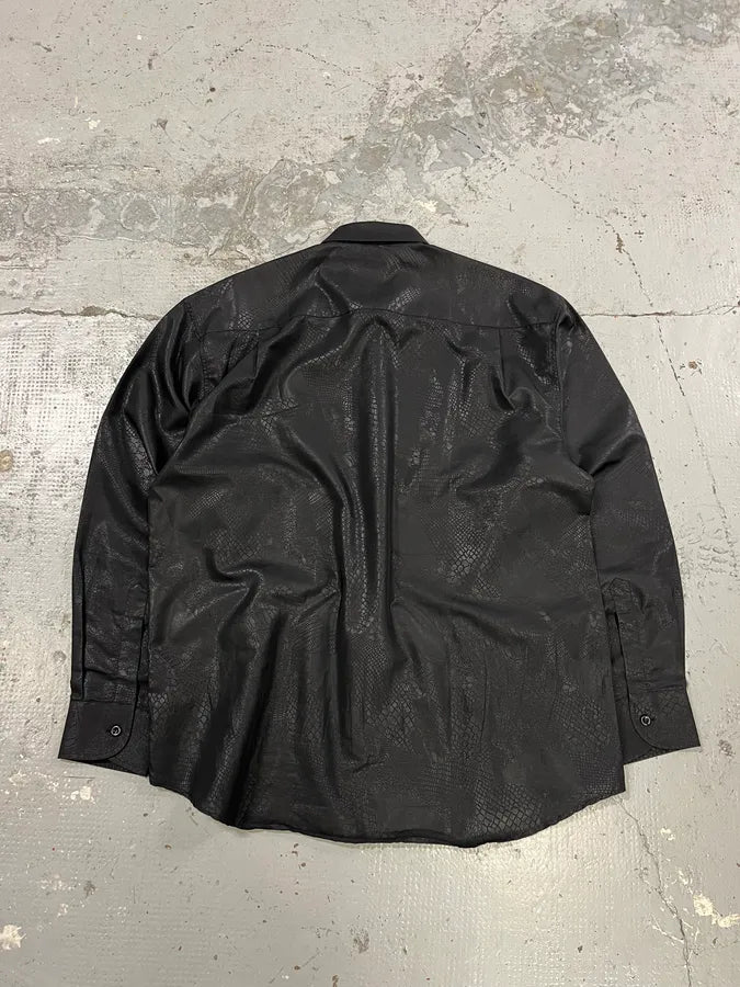 2000s Versace Crocodile Effect Black Shirt wiwZpvU 7