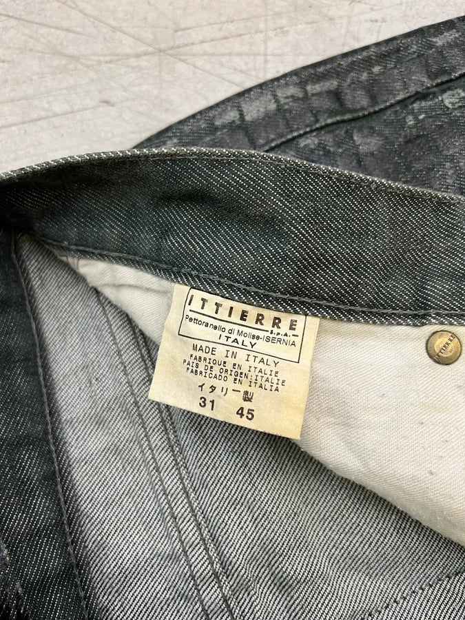 2000s Versace Crocodile Effect Waxed Dark Grey Denim Jeans QgOHbMQ 12