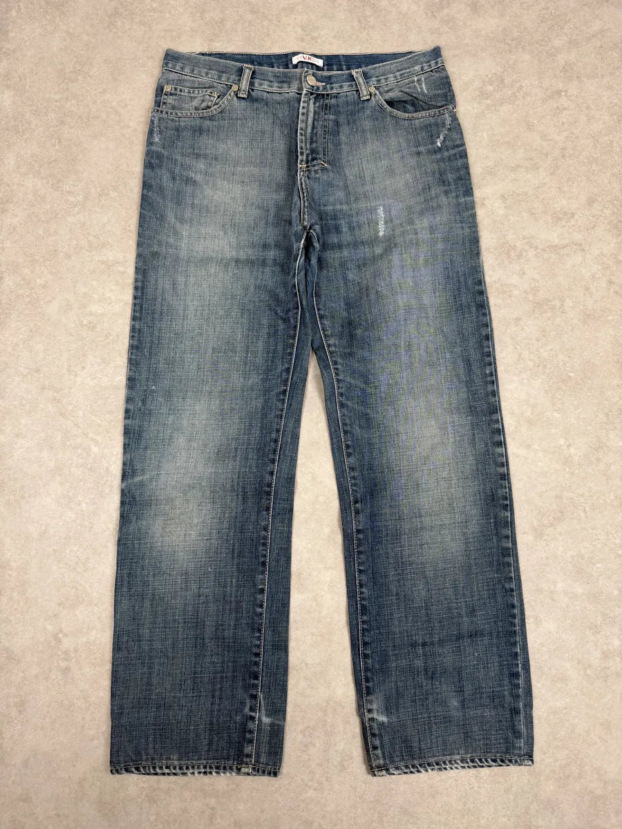 2000s Versace Distressed Blue Denim Jeans njHtyUb 0