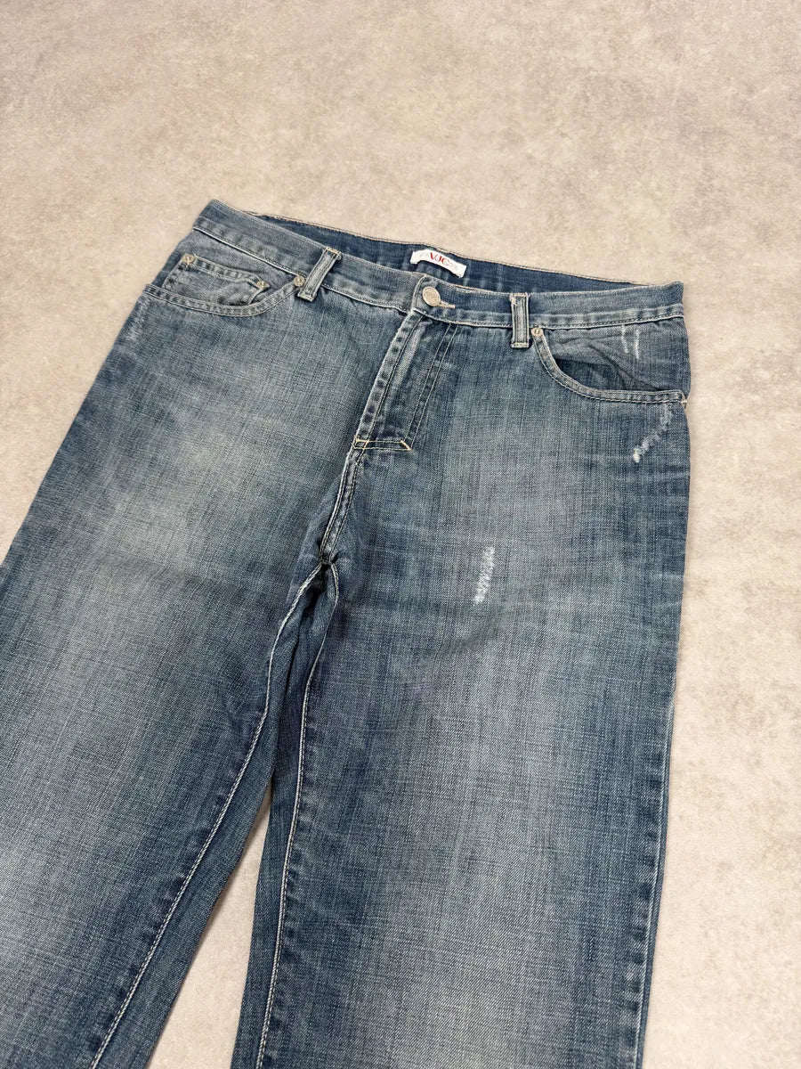 2000s Versace Distressed Blue Denim Jeans njHtyUb 2