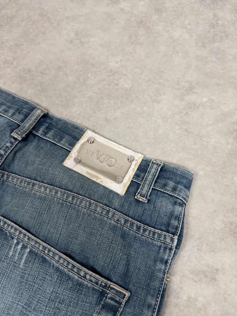 2000s Versace Distressed Blue Denim Jeans njHtyUb 3