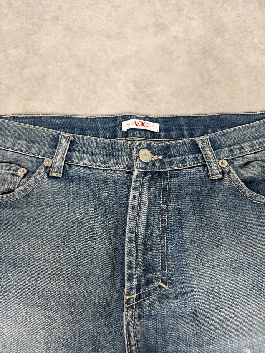 2000s Versace Distressed Blue Denim Jeans njHtyUb 5