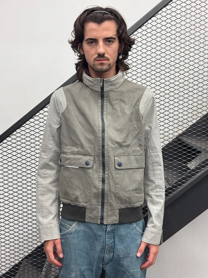 2000s Versace Double Grey Inverted Reversible Cargo Jacket YEQRJnn 3