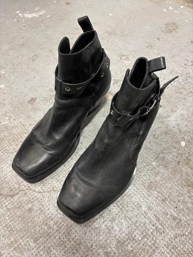 2000s Versace Eyeled Black Leather Boots (44eu/us10) HUJKBYe 2