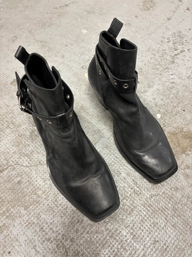 2000s Versace Eyeled Black Leather Boots (44eu/us10) HUJKBYe 3