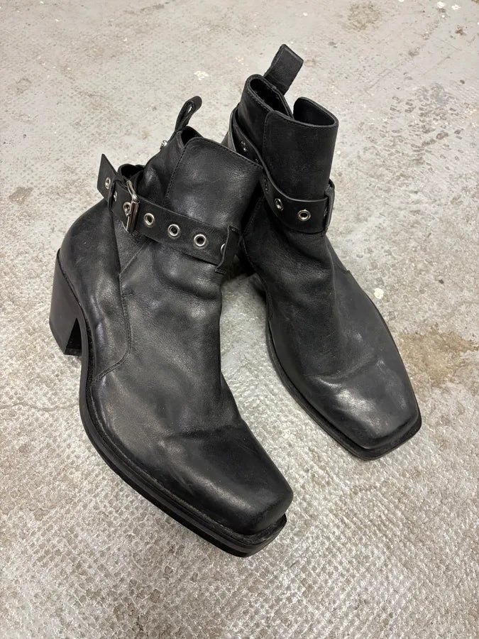 2000s Versace Eyeled Black Leather Boots (44eu/us10) HUJKBYe 4