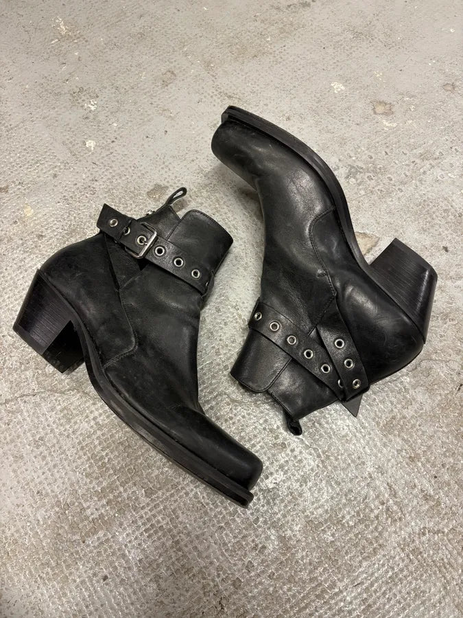 2000s Versace Eyeled Black Leather Boots (44eu/us10) HUJKBYe 5