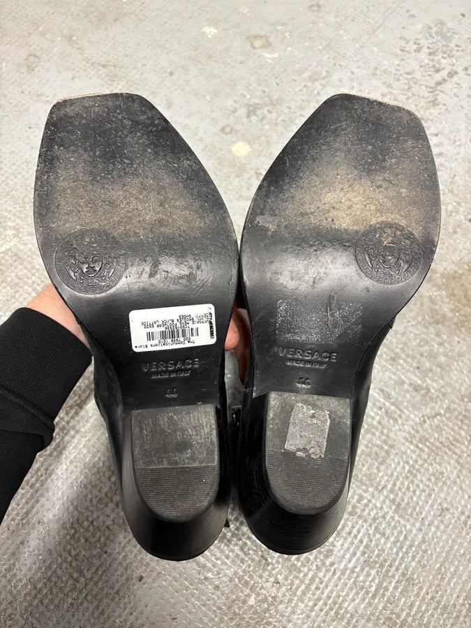 2000s Versace Eyeled Black Leather Boots (44eu/us10) HUJKBYe 7