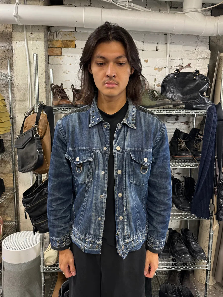 2000s Versace Eyelet Blue Denim Jacket mgtozuS 1