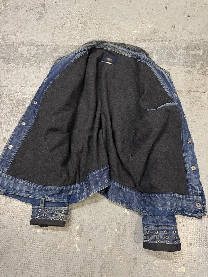 2000s Versace Eyelet Blue Denim Jacket mgtozuS 10